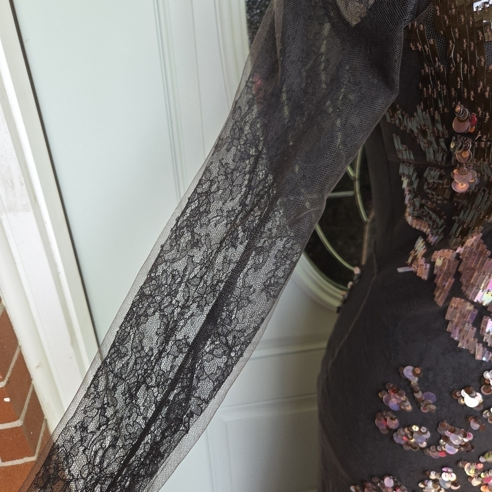 Roberto Cavalli Brown Lace Sequin Evening Dress - Picture 6 of 16